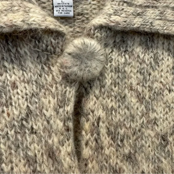 Eastside Westside Beige Knit Long Cardigan Sweater Mohair Blend Neutral Boho L - Picture 4 of 6